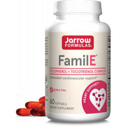 Jarrow Formulas FamilE, Комплекс токоферол + токотриенол, пищевая добавка, антиоксидантная поддержка сердечно-сосудистой системы, 60 мягких таблеток, запас на 60 дней