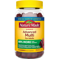 Nature Made Advanced Multivitamin Gummies для дорослих з цитратом магнію, кальцієм і всіма 8 вітамінами групи B, щоденна поживна підтримка, 90 цукерок, 30-денний запас