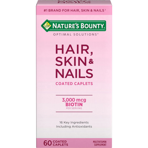 Nature's Bounty Optimal Solutions Формула для волос, кожи и ногтей, с 3000 мкг биотина, 60 капсул, покрытых оболочкой