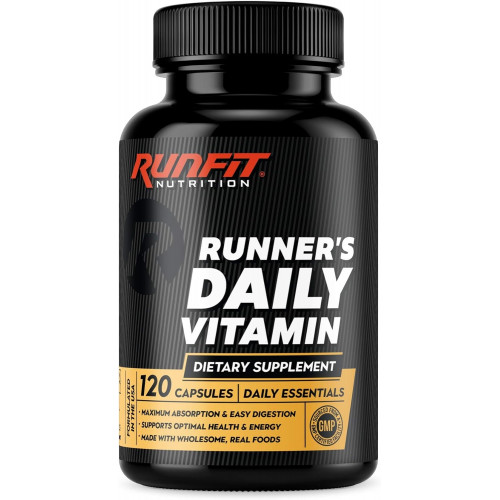 Runner's Daily Vitamin - Мультивітаміни для бігунів - Підвищує енергію та витривалість - Підтримує імунітет - Виготовлено зі справжніх продуктів і дбайливо впливає на ваш шлунок - 120 наповнених рідиною ковпачків - Запас на 2 місяці!