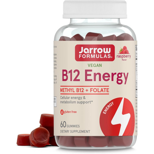 Jarrow Formulas Methyl B12 and Folic Acid Energy, дієтична добавка, B12 Gummies для дорослих, 60 Gummies, 30-денний запас