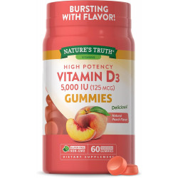 Nature's Truth Vitamin D3 Gummies | 5000 МО | 60 граф | Смак персика | Вегетаріанська добавка без ГМО та глютену