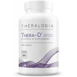 Theralogix Thera-D 2000 Добавка витамина D — 2000 МЕ (50 мкг) витамина D3 в таблетках — 180-дневный запас — Добавка для поддержки иммунитета для женщин и мужчин — Помогает здоровью костей и сердца — Сертифицировано NSF — 180 таблеток