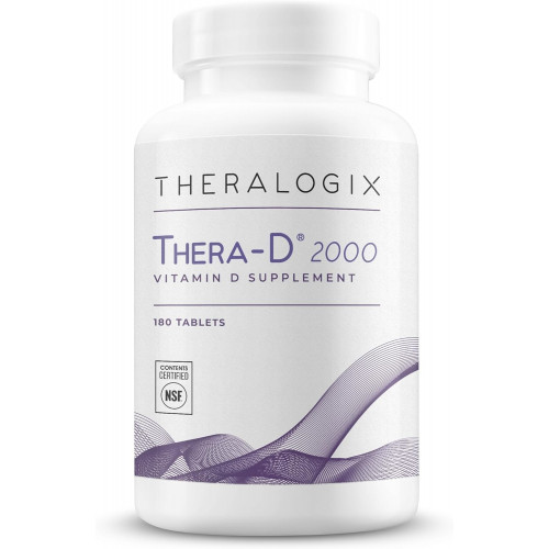 Theralogix Thera-D 2000 Вітамін D добавка - 2000 МО (50 мкг) Вітамін D3 в таблетках - 180-денний запас - Добавка для підтримки імунітету для жінок і чоловіків - сприяє здоров'ю кісток і серця - NSF сертифіковано -180 таблеток