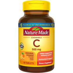 Nature Made Chewable Vitamin C 500 мг, дієтична добавка для підтримки імунітету, 60 таблеток, запас на 60 днів