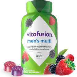 Vitafusion Adult Gummy Vitamins для чоловіків, щоденні мультивітаміни для чоловіків зі смаком ягід з вітамінами A, C, D, E, B6 і B12, Американська марка клейових вітамінів № 1, запас на 75 днів, 150 шт.