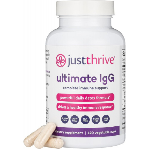 Just Thrive - Ultimate IgG - Комплексная добавка для поддержки иммунитета - Формула детоксикации, 120 растительных капсул