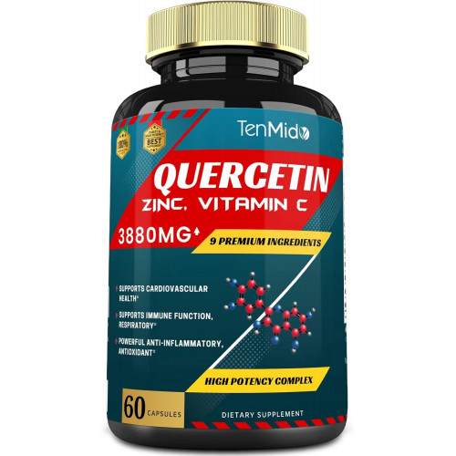 Екстракт кверцетину в капсулах 3880 мг з VIT C, бузиною, бромелаїном, імбиром, ехінацеєю, перцем - 60 капсул, запас на 2 місяці