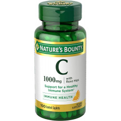 Nature's Bounty Vitamin C + шипшина, підтримка імунітету, 1000 мг, капсули, вкриті оболонкою, 100 Ct