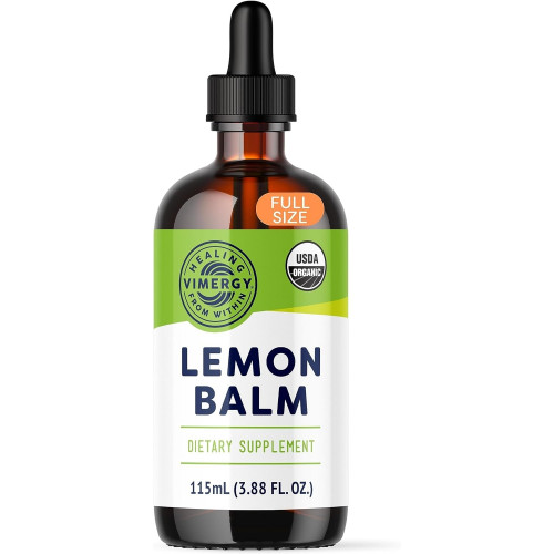 Vimergy USDA Organic Lemon Balm Extract, 115 Servings – підтримує спокій і розслабленість – Полегшення від випадкового нервового напруження – Без алкоголю – Без глютену, без ГМО, кошерний, веганський і палео (115 мл)