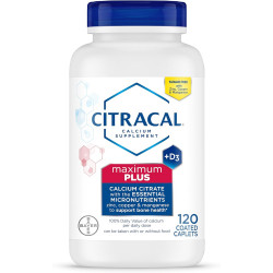 Citracal Maximum Plus, 650 мг цитрата кальция, легко усваивается и хорошо растворяется, содержит 25 мкг (1000 МЕ) витамина D3, поддержка здоровья костей, добавка кальция для детей от 12 лет, 120 шт.