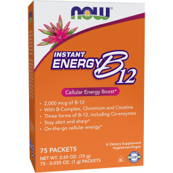 Добавки NOW, Instant Energy B-12 (2000 мкг B-12 в упаковці), Cellular Energy Boost*, 75 пакетів