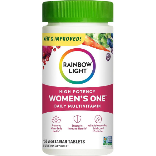 Возможно, вы имели в виду: Rainbow Light Womens One High-Potency Daily Multivitamin, Women's Multivitamin Provides High-Potency Immune Support, With Vitamin C, Biotin and Ashwagandha, Vegetarian, 150 Count