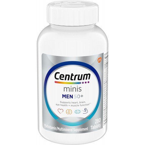 Centrum Minis Silver Multivitamin для мужчин 50 Plus, мультивитаминная/мультиминеральная добавка, витамин D3, витамины группы B и цинк, ингредиенты, не содержащие ГМО, поддерживает память и когнитивные функции у пожилых людей - 280 каратов