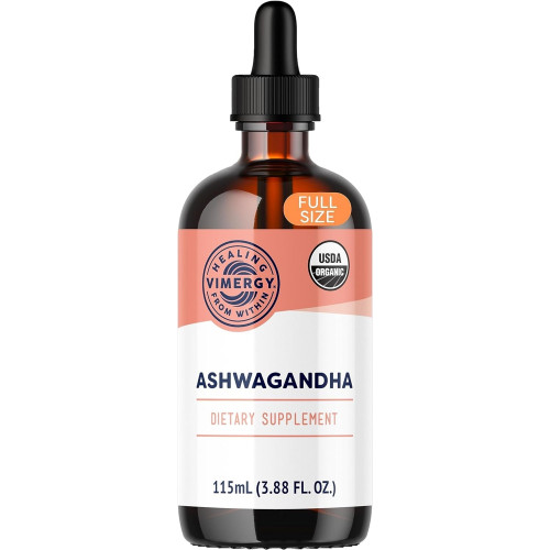 Vimergy USDA Organic Ashwagandha Liquid Extract, 57 Servings – Stress Supplement Drops – Adaptogen – Supports Cognitive Function – Support Sleep – Free Alcohol, Non-GMO, Vegan & Paleo Friendly (115 мл)