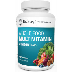 Dr. Berg Whole Food Multivitamin with Minerals - Щоденний мультивітамін для чоловіків і жінок - включає суміш фруктів і овочів преміум-класу з цільною їжею з фолієвою кислотою, альфа-ліпоєвою кислотою тощо - 60 капсул