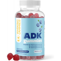 Вітаміни ADK Gummies - Вітамін A D3 K2 Доповнення - 3000 МО, D3 5000 IU, K2 500 мкг для імунітету, суглоба, кістки, серце, здоров'я - діти, дорослі, жінки - 60 р.