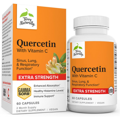 Terry Naturally Quercetin with Vitamin C Extra Strength - 60 капсул - функції синусів, легенів і дихання - без ГМО, веганський - 60 порцій