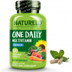 NATURELO One Daily Multivitamin для мужчин 50+ — с витаминами и минералами + органические цельные продукты — добавка для повышения энергии и общего здоровья — без ГМО — 120 капсул — запас на 4 месяца