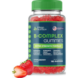 Комплекс вітамінів B Gummies для дорослих, B Complex Vitamin Supplement для жінок і чоловіків, B Complex Gummies Complex для енергії та здоров’я мозку, натуральний смак полуниці, 180 шт.