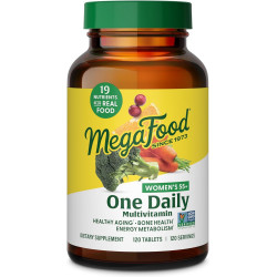 MegaFood Women's 55+ Multivitamin One Daily для жінок з вітамінами А, вітамінами С і вітамінами Е для оптимальної підтримки старіння - Plus Real Food - Добавка для підтримки кісток і імунітету - Вегетаріанська - 120 таблеток