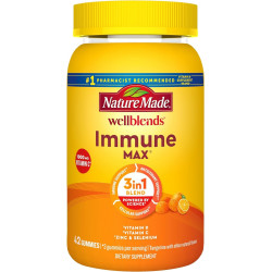 Nature Made Wellblends ImmuneMAX Gummies, Вітамін C 1000 мг + цинк, селен і вітамін D3 5000 МО, добавка для підтримки імунітету, 42 Gummies