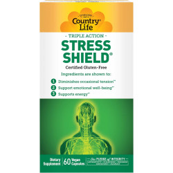 Country Life Stress Shield, тройного действия, 60 веганских капсул, сертифицированный веганский продукт, без глютена