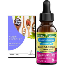 Рідка добавка Spring Valley Biotin & Collagen, 15 000 мкг, 29 доз (1 упаковка - 29 доз) з довідником Mark & ​​Lola - Вітаміни - найкраща інвестиція для вашого здоров'я (2 предмети)