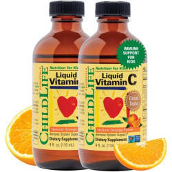 CHILDLIFE ESSENTIALS Liquid Vitamin C - підтримка імунітету, вітамін C Liquid, повністю натуральний, без глютену, без алергенів, без ГМО, з високим вмістом антиоксидантів - зі смаком апельсина, пляшка 4 рідкі унції (упаковка з 2)