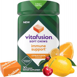 Vitafusion Soft Chews Immune Support (1), жевательные таблетки с витамином С для взрослых для поддержки иммунитета, в индивидуальной упаковке, со вкусом Citrus Fusion, 30 жевательных таблеток, запас на 30 дней