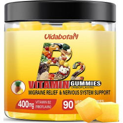 Показано переклад для запиту Vitamin B2 Gummies- Riboflavin 400 mg with Magnesium and CoQ10 for Kids & Adults, Migraine Relief & Headache Relief - Pineapple Flavor, 90 Chewable Gummies