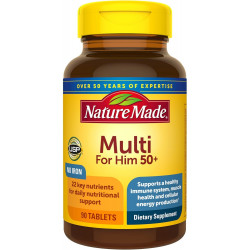 Nature Made Multivitamin For Him 50+, Мультивитамины для мужчин для ежедневной питательной поддержки, мультивитамины для мужчин, 90 таблеток, запас на 90 дней