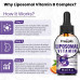 Liposomal Vitamin B Complex Liquid Sublingual B Complex Vitamins Supplement for Women Чоловіки Покращене засвоєння Метильований B12, B1, B2, B3, B5, B6, фолат, біотин для підтримки енергії та імунітету - 2,0 унції