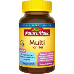 Nature Made Multivitamin For Her, жіночі мультивітаміни для щоденної підтримки харчування, полівітаміни для жінок, 60 м’яких капсул, 60-денний запас