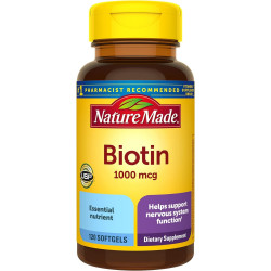 Nature Made Biotin 1000 мкг, дієтична добавка для підтримки здоров’я волосся та шкіри, 120 м’яких капсул, запас на 120 днів