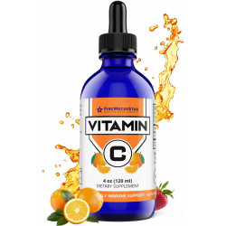 FWS Liquid Vitamin C Drops - VIT C - Чиста аскорбінова кислота - для дорослих і дітей - Органічна, без ГМО, веганська - Біоактивна рідка добавка з вітаміном C - Здоров'я шкіри, підтримка імунітету, антиоксиданти - 4 унції