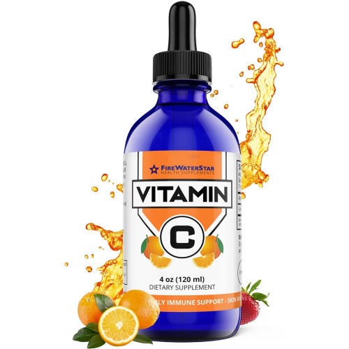 FWS Liquid Vitamin C Drops - VIT C - Чиста аскорбінова кислота - для дорослих і дітей - Органічна, без ГМО, веганська - Біоактивна рідка добавка з вітаміном C - Здоров'я шкіри, підтримка імунітету, антиоксиданти - 4 унції