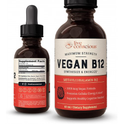 Возможно, вы имели в виду: Vegan Vitamin B12 Sublingual Liquid Drops by Live Conscious- Methylcobalamin Max Strength B12 5000 mcg Formula - Vegan B 12 Vitamin Support Energy & Mood, Promote Memory, Aid Immune System - 60 Serving