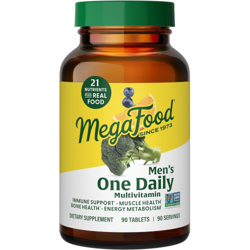 Мультивитамины MegaFood Men's One Daily - с цинком, селеном, витаминами группы B, D и натуральными продуктами - Поддержка иммунитета - Энергетический обмен веществ - Здоровье мышц и костей - Вегетарианские - 90 таблеток