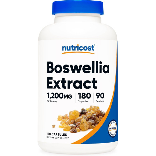 Nutricost Boswellia Extract 65% Boswellic Acid Capsules (1200 MG) (180 CAPS) - Без глютена, без ГМО, вегетарианский