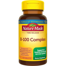 Nature Made Time Release Vitamin B-100 High Potency B Complex, дієтична добавка для підтримки функції нервової системи, 60 таблеток з уповільненим вивільненням, запас на 60 днів