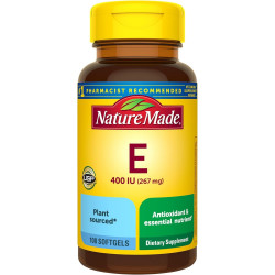 Nature Made Vitamin E 267 мг (400 МО) d-альфа, дієтична добавка для антиоксидантної підтримки, 100 м’яких капсул, запас на 100 днів