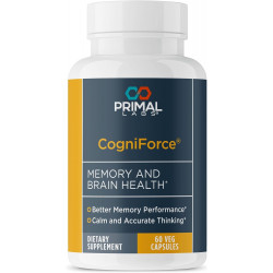 Primal Health CogniForce - Здоровье памяти и мозга - Формула ацетил-L-карнитина - Улучшение когнитивных функций - Ясность + концентрация + лучшая память + спокойное мышление - Пищевая добавка - 60 капсул