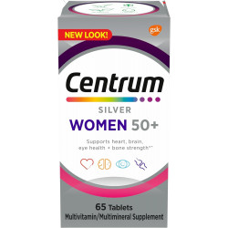 Centrum Silver Women's Multivitamin for Women 50 Plus, мультивітамінна/мультімінеральна добавка з вітаміном D3, вітамінами групи B, інгредієнтами без ГМО, підтримує пам'ять і когнітивні здібності у літніх людей - 65 Ct