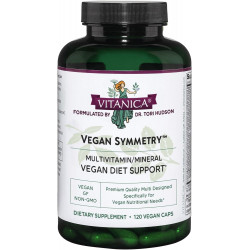 Vitanica Vegan Symmetry, веганський мультивітамін без ГМО для жінок, без заліза, без глютену, 120 капсул