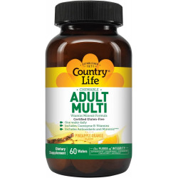 Country Life Chewable Adult Multi Vitamin-Mineral Formula, 60 вафель, сертифікований безглютеновий, сертифікований веганський