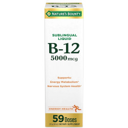 Вітамін B12 Nature's Bounty 5000 мкг під’язикова рідина, підтримка здоров’я серцево-судинної системи та клітинної енергії, 2 рідких унції (1 штука)