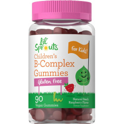 Carlyle Kids B Complex Gummies | 90 граф | Смак персика і малини | Без ГМО, без глютену та веганська добавка | від Lil' Sprouts