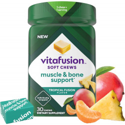 Vitafusion Soft Chews Muscle & Bone Support (1), жувальний вітамін D для дорослих для підтримки кісток і м’язів, індивідуальна упаковка, смак Tropical Fusion, 30 жувальних таблеток, 30-денний запас