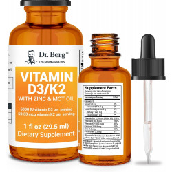 Dr. Berg Liquid Vitamin D3 & K2 Supplement - Для кісток, зубів, настрою та імунного здоров'я - Вітамін D3 і K2 у краплях для дорослих - 1 рідка унція